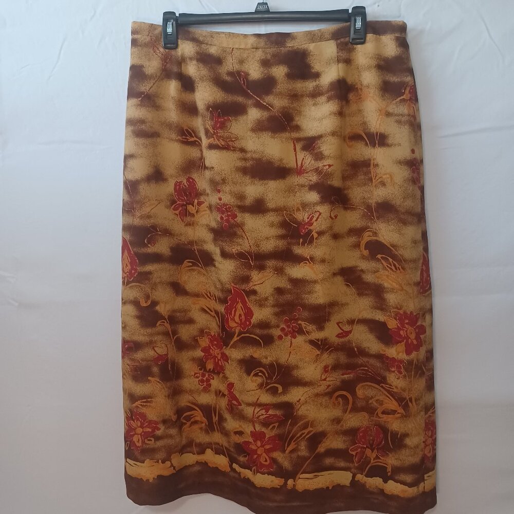 Maggie Barnes tan brown skirt maxi lined ssoft‎ sz 2X